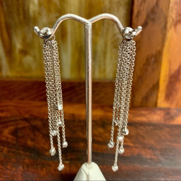 Sterling Silver with Simulated Diamonds Chain Dangler Earrings - Picture 2 of 7